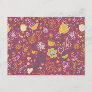 Cute Bird Pattern Two Postcard