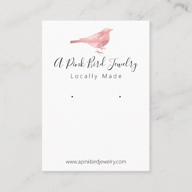 Cute Bird Pink White Earring Jewellery Display Business Card (Front)