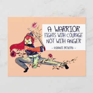 Cute Bird Positive Quote on Strength and Courage Postcard