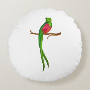 Cute bird Quetzal Round Pillow