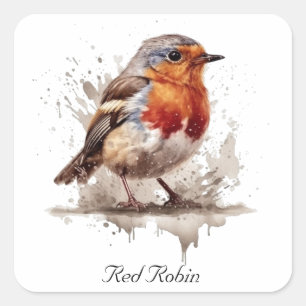Cute bird red robin customizable square sticker