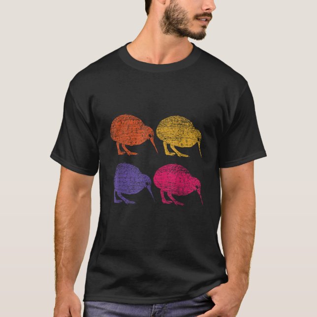 Cute Bird Retro Kiwi NZ New Zealand  T-Shirt (Front)