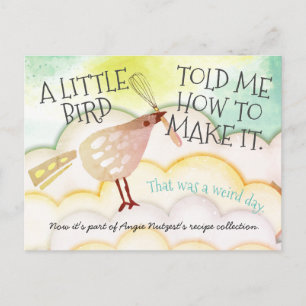 Cute bird whisk cooking baking recipe card