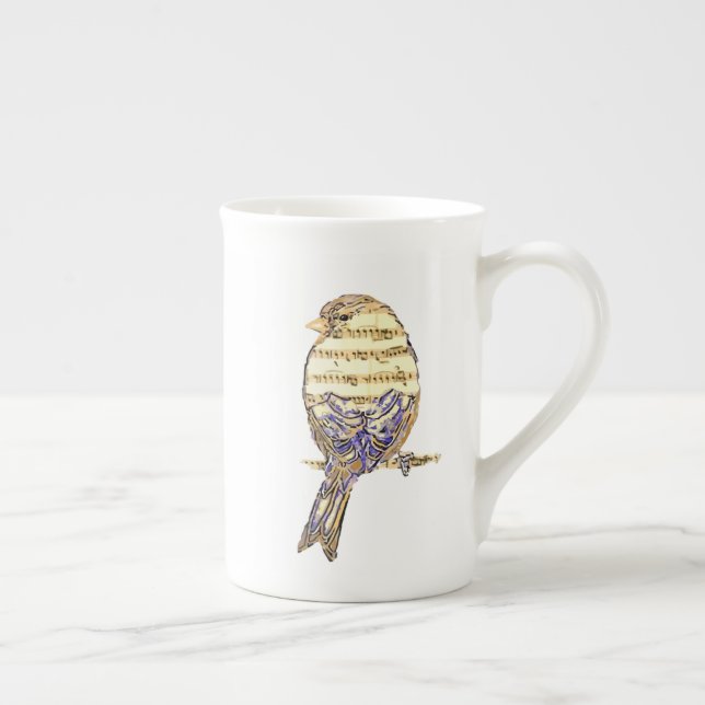 Cute Bird with Music Notes Customize  Bone China Mug (Right)