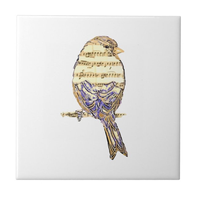 Cute Bird with Music Notes Customize  Tile (Front)