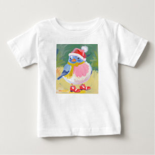 Cute bird with red boots and a santa hat baby T-Shirt