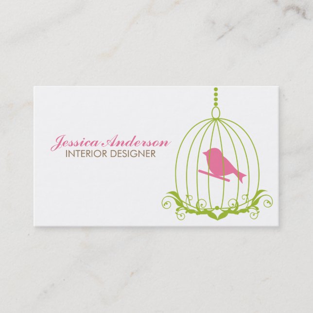 Cute Birdcage Business Card (Front)