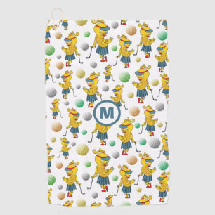 Cute Birdie Initial Golf Towel