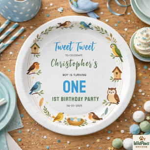 Cute Birds 1st Birthday Party – Fun Kids  Paper Plate