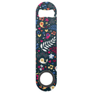 cute birds and flowers pattern bar key