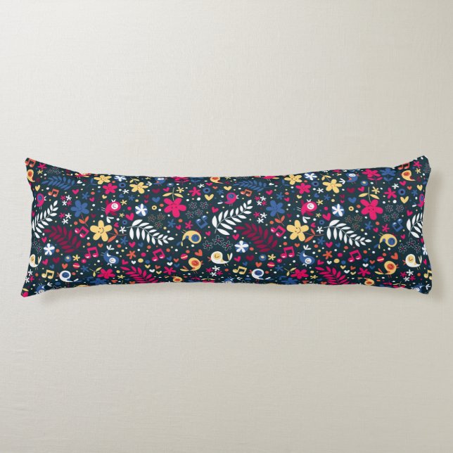 cute birds and flowers pattern body pillow (Front)