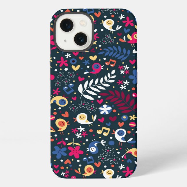 cute birds and flowers pattern iPhone case (Back)