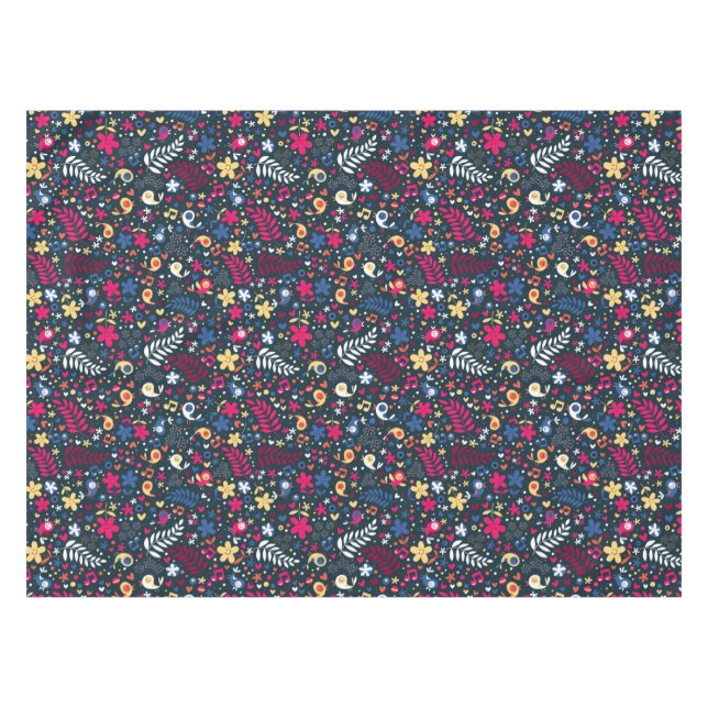 cute birds and flowers pattern tablecloth (Front (Horizontal))