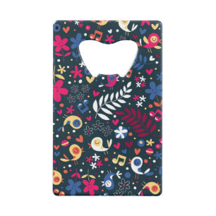 cute birds and flowers pattern wallet bottle opener