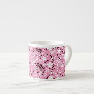 cute birds and flowers pink pattern espresso cup