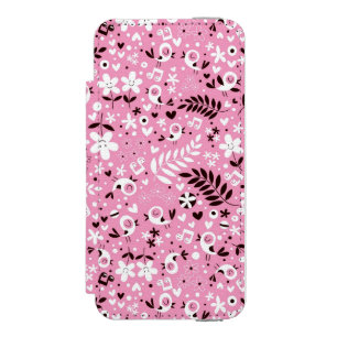 cute birds and flowers pink pattern incipio watson™ iPhone 5 wallet case