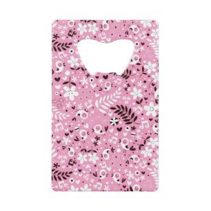 cute birds and flowers pink pattern wallet bottle opener