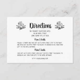 Cute Birds Black White Lovebird Directions Wedding Enclosure Card