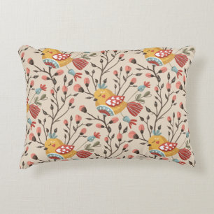 Cute Birds Boho Pattern Accent Pillow