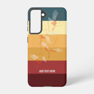 Cute Birds Brown And Navy Blue Colour Combinations Samsung Galaxy Case