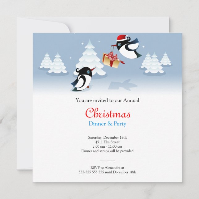 Cute Birds Christmas Gift Invitation (Front)
