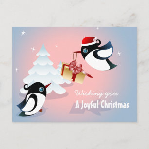 Cute Birds Christmas Present Holiday Postcard