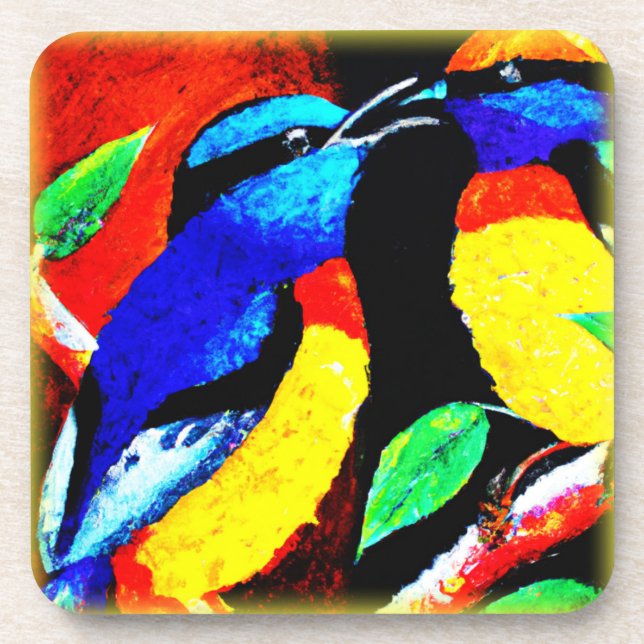 Cute Birds Couple. Buy Now Coaster (Front)