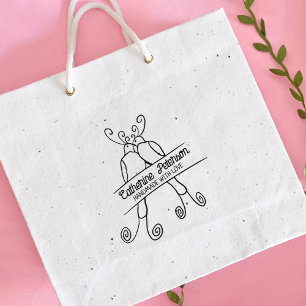 Cute Birds Custom Handmade with love, Large   Rubber Stamp