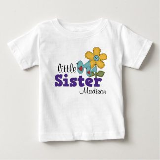 Cute Birds Daisy Flower Little Sister Baby T-Shirt