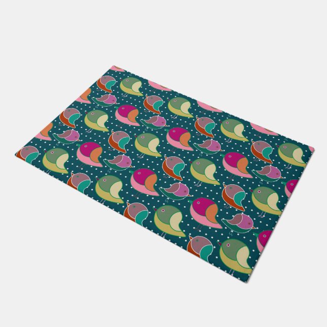 Cute Birds & Dots seamless pattern + your ideas Doormat (Angled)