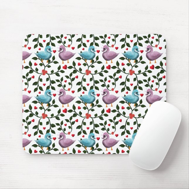 Cute birds floral pattern  mouse pad (With Mouse)