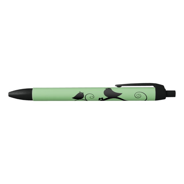 Cute Birds (green background) Black Ink Pen (Top)