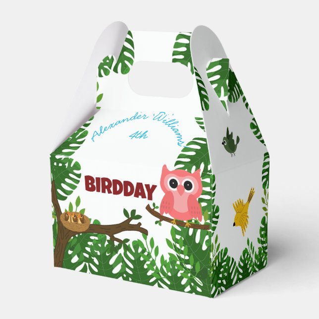 Cute Birds Jungle Bird birthday  Favor Box (Front Side)