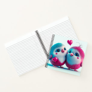 Cute Birds Love Hearts Valentine Inspired Artwork Notebook
