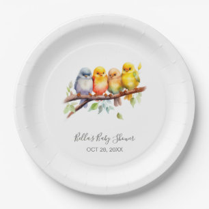 Cute Birds on Tree Branch Baby Shower  Paper Plate