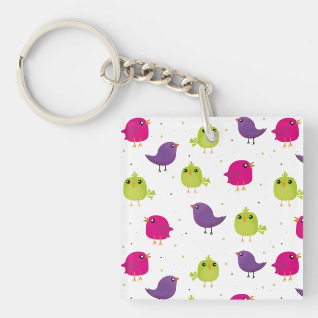 Cute birds pattern keychain (Front)