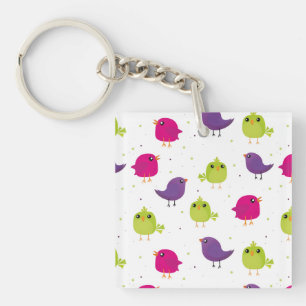 Cute birds pattern keychain