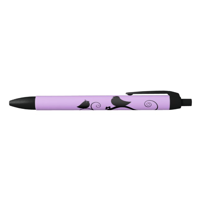 Cute Birds (purple background) Black Ink Pen (Top)