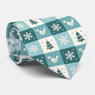 Cute Birds & Snowflakes Christmas Winter Party Tie