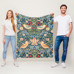 Cute Birds, Strawberry Thief Vintage Art Fleece Blanket