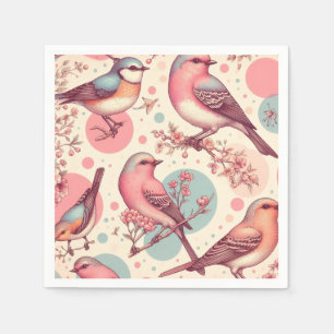 Cute Birds Vintage Painting Napkin