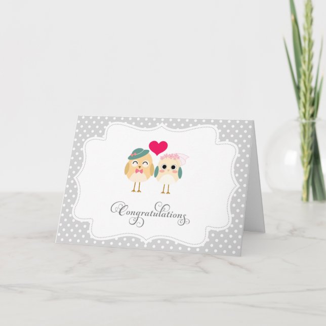 Cute Birds Wedding Congratulations Card (Front)