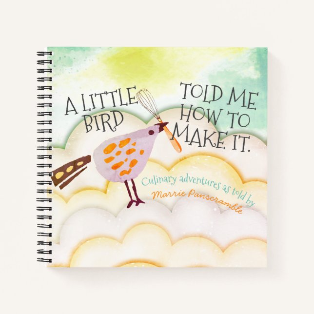 Cute birds whisk personalized recipe cookbook notebook (Front)