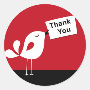 Cute Birdy Thank You Sticker (red)