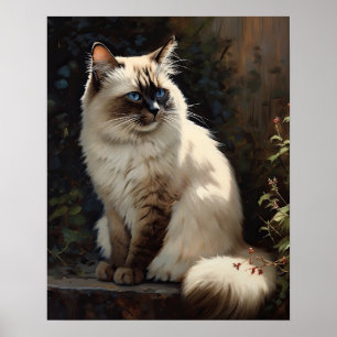 Cute Birman Cat Art Imprimer Poster