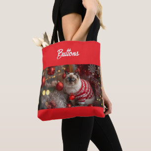 Cute Birman Cat Christmas Personalized Tote Bag