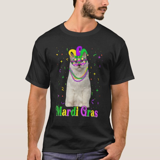 Cute Birman Cat Funny Animals Lover Mardi Gras Car T-Shirt (Front)