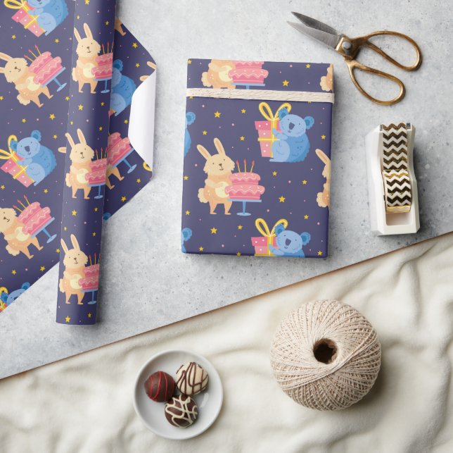 Cute Birthday Animals Wrapping Paper (Crafts)