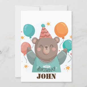 Cute Birthday Bear Invitation