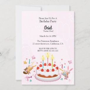 Cute Birthday Cake Birthday Invitation